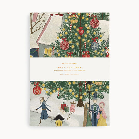 The Christmas Village Linen Tea Towel