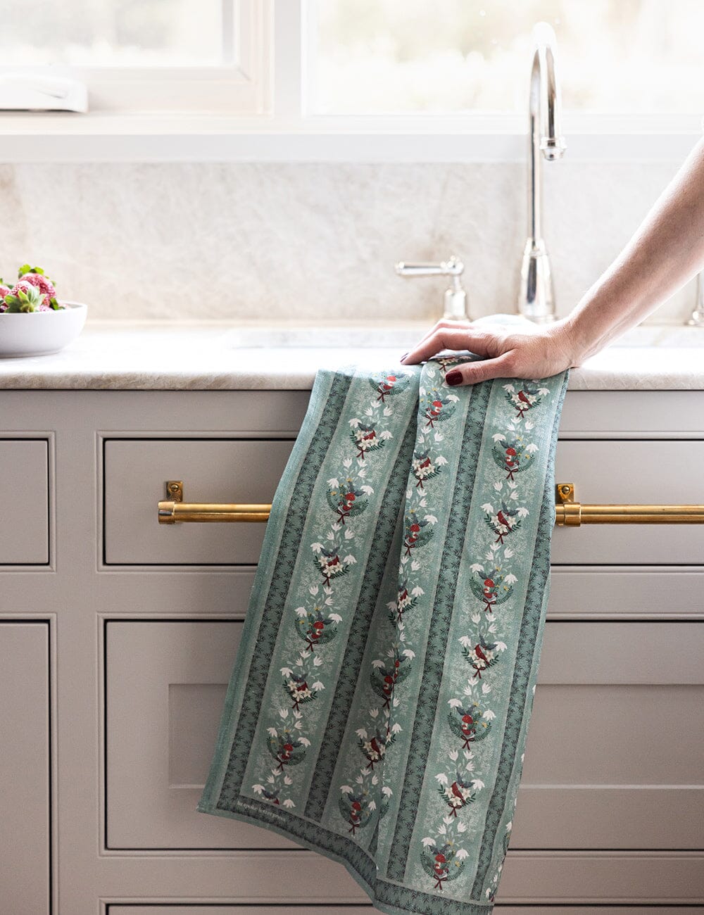 Christmas Songbirds Linen Tea Towel