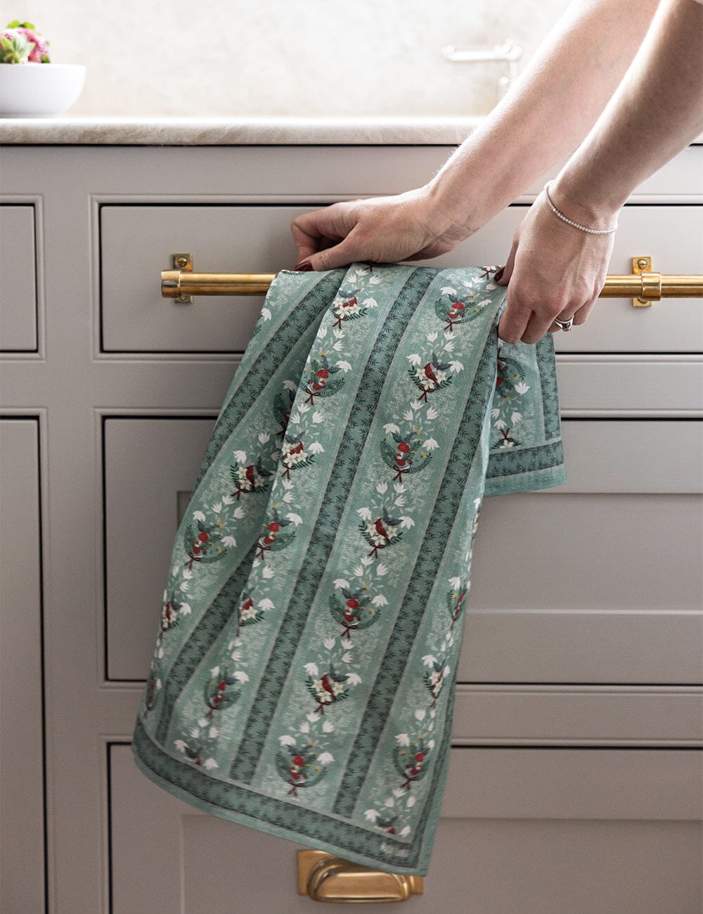 Christmas Songbirds Linen Tea Towel