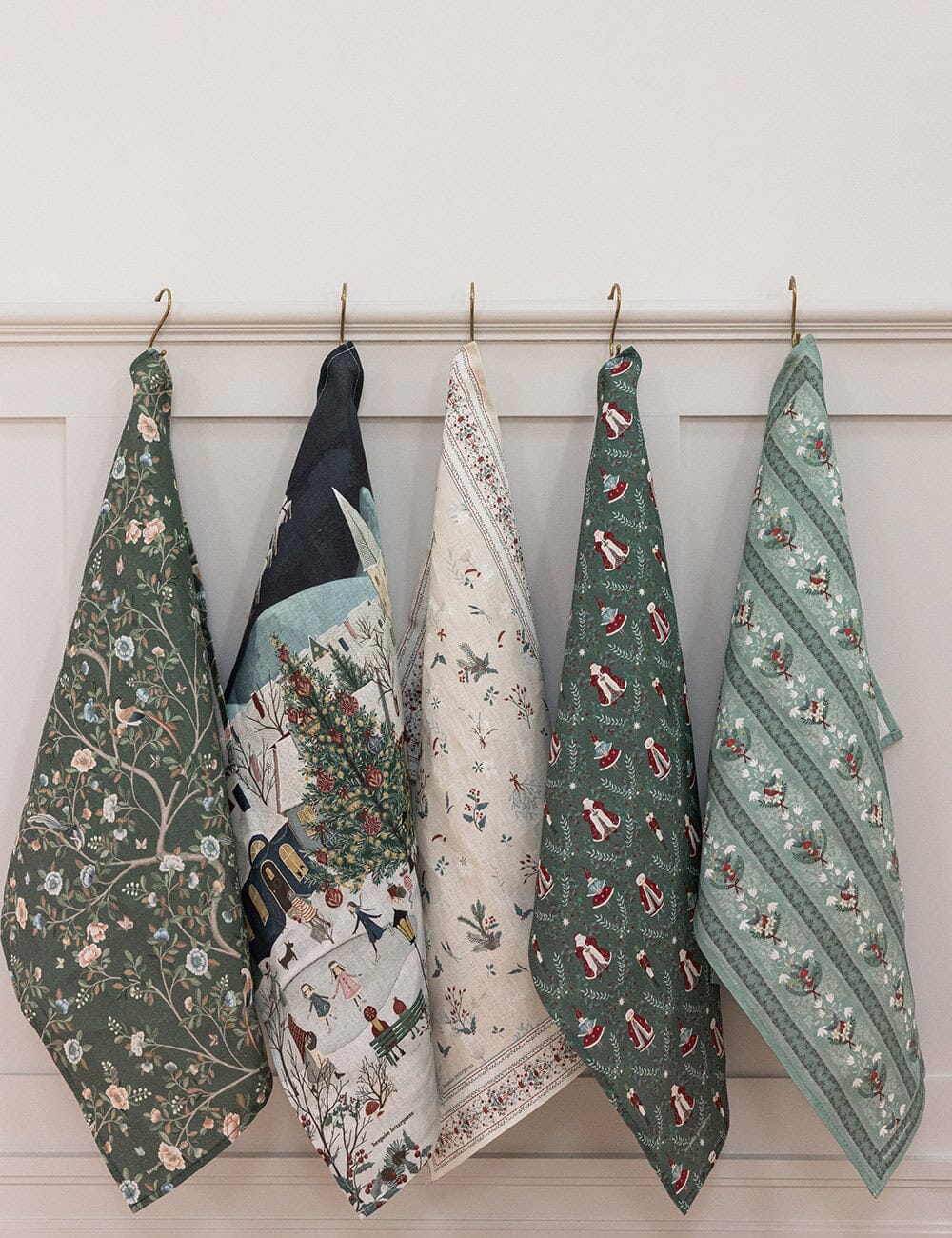 Christmas Songbirds Linen Tea Towel