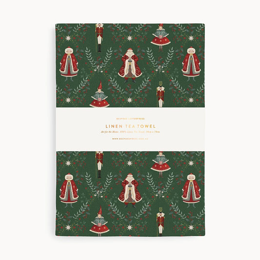 Mr & Mrs Claus Linen Tea Towel