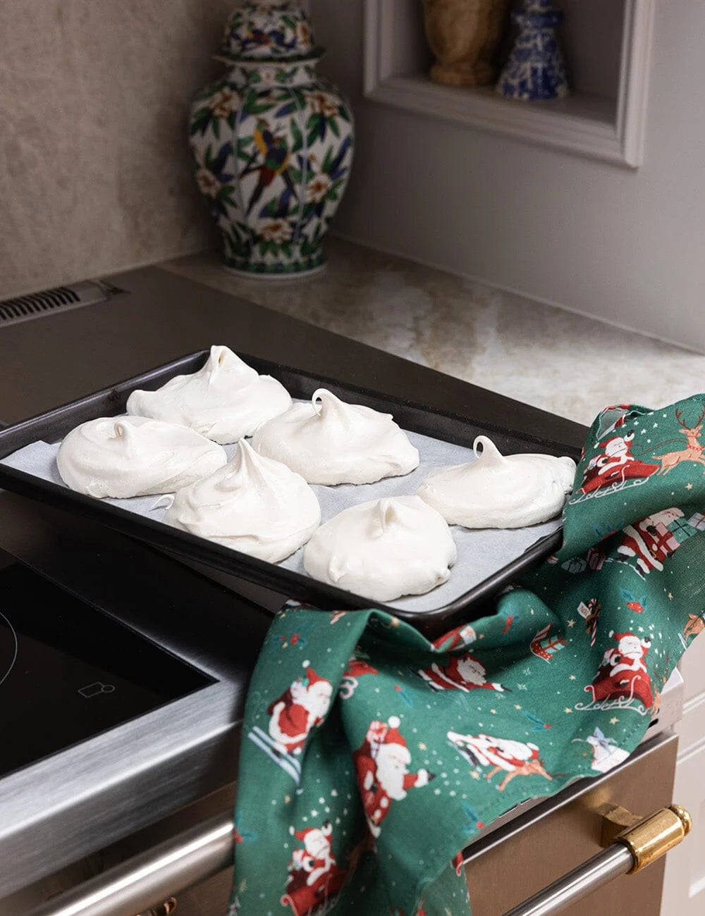 Christmas Santas Linen Tea Towel