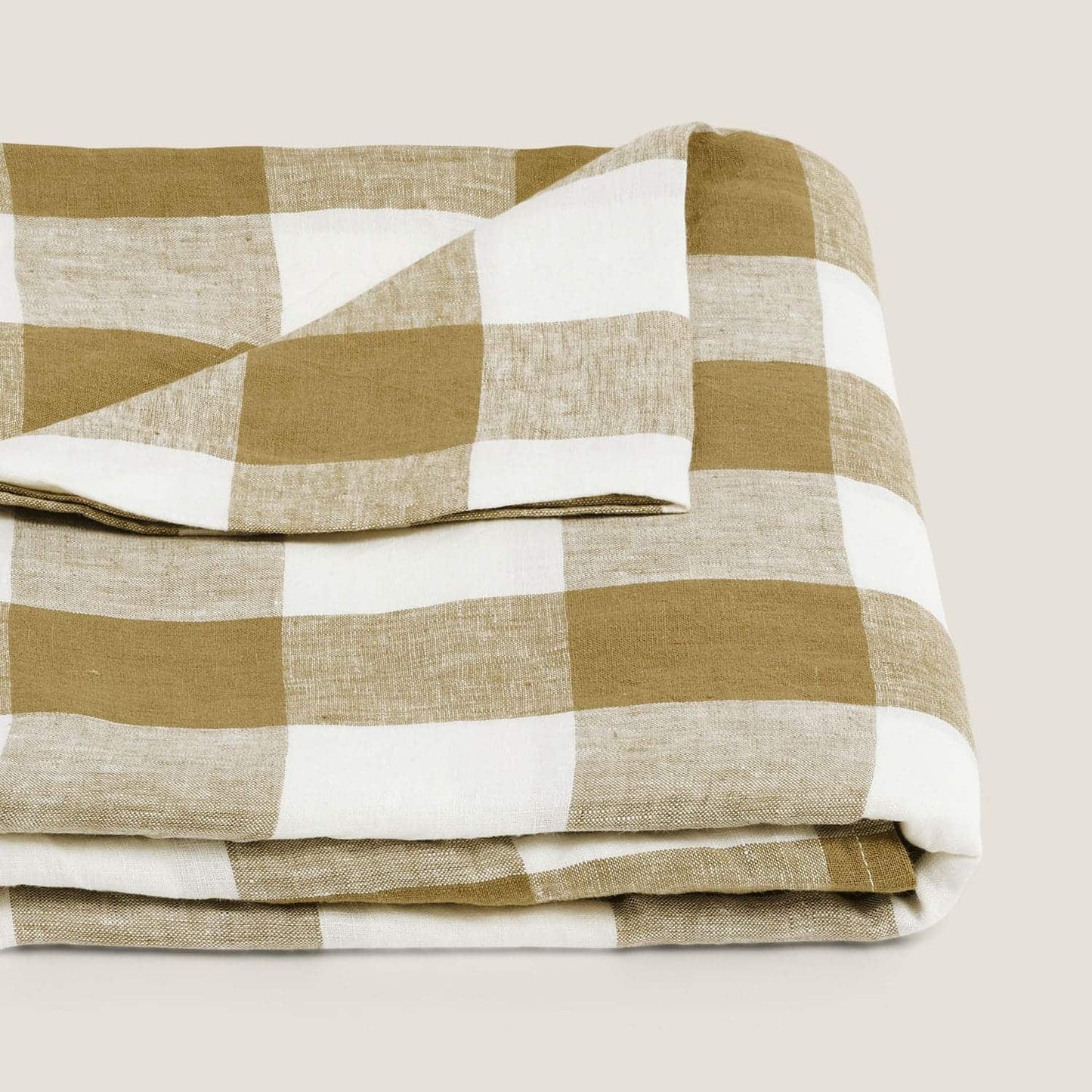 Olive Check Linen Tablecloth