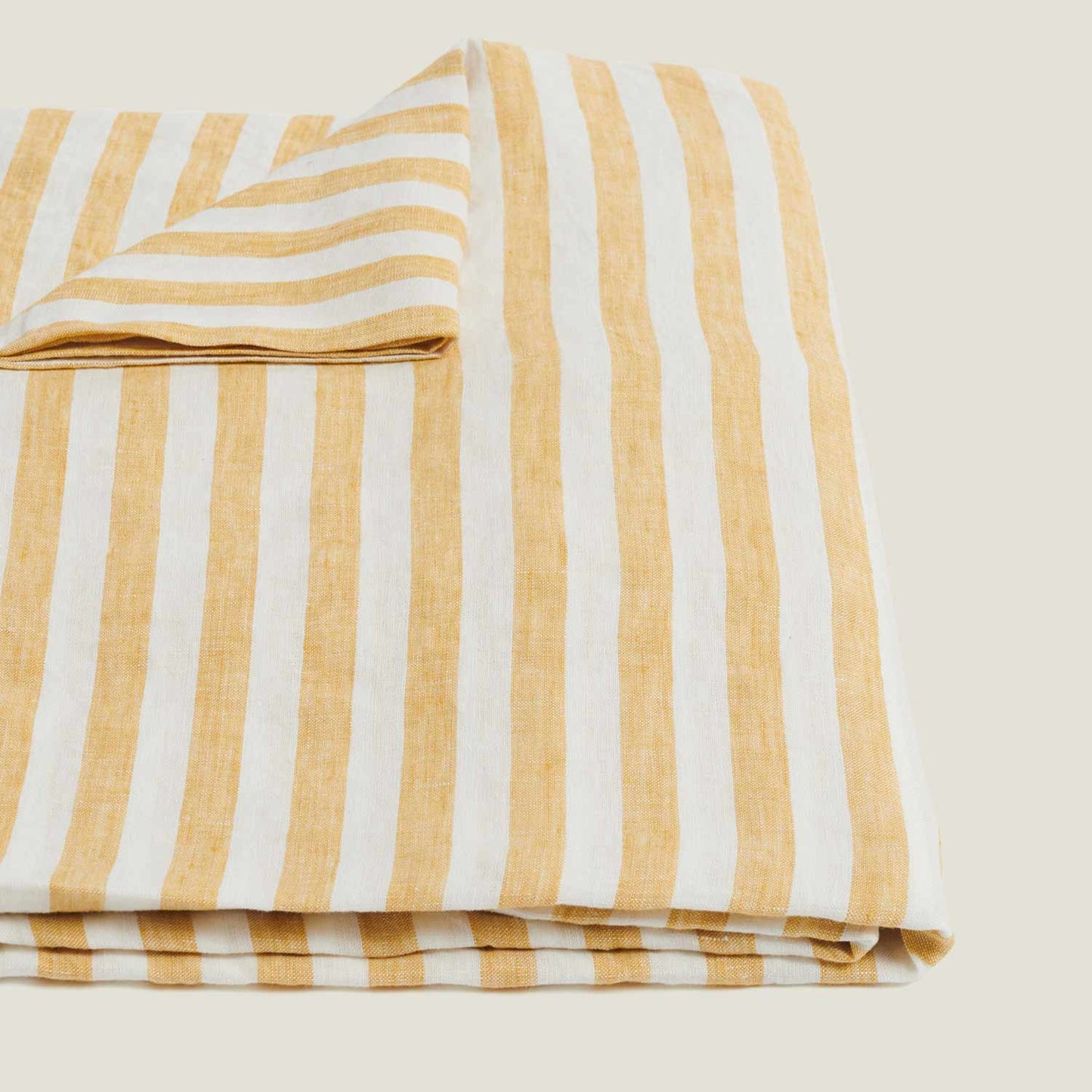 Yellow Stripes Linen Tablecloth