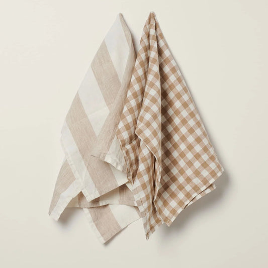 Linen Tea Towel Set - Natural