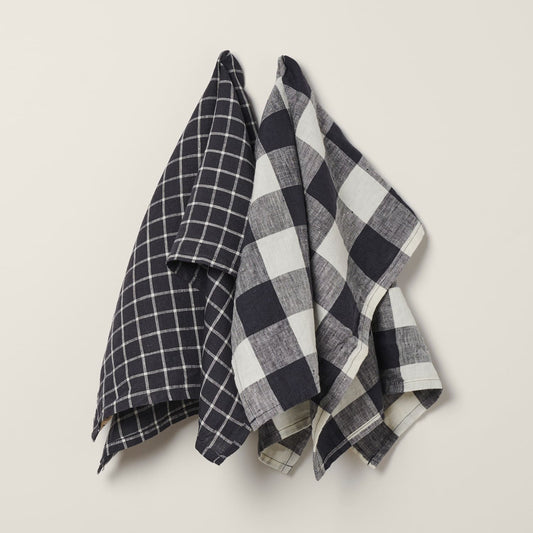 Linen Tea Towel Set - Navy
