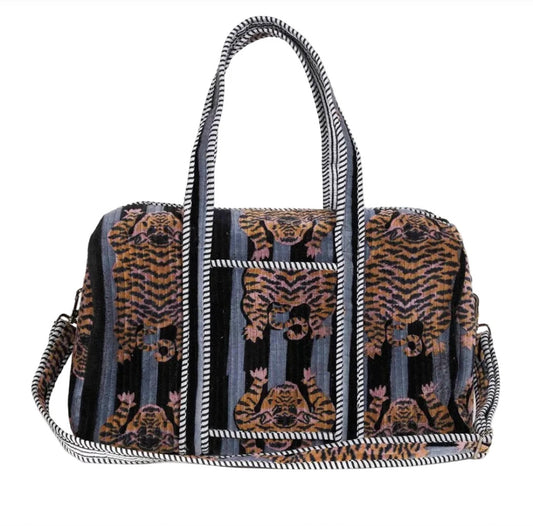 Velvet Weekender - Tiger Black Stripes