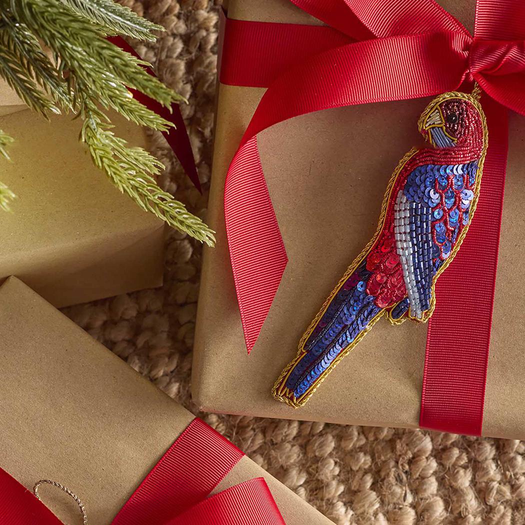 Crimson Rosella Sequin Hanging Decoration