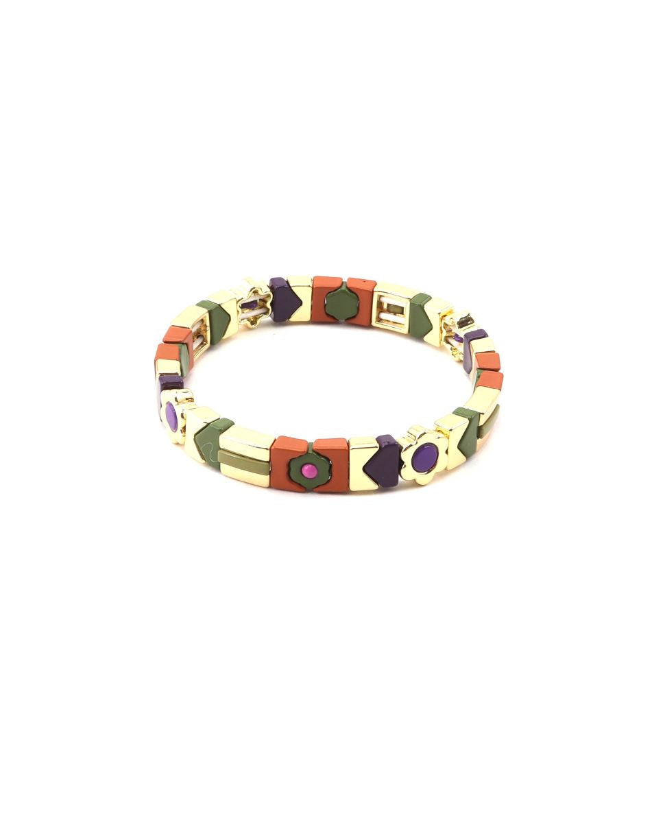 Rust Flower Candy Tile Bracelet