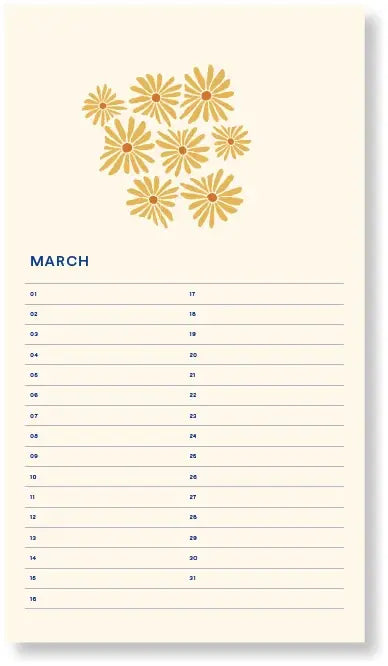 Birthday Calendar - Birds