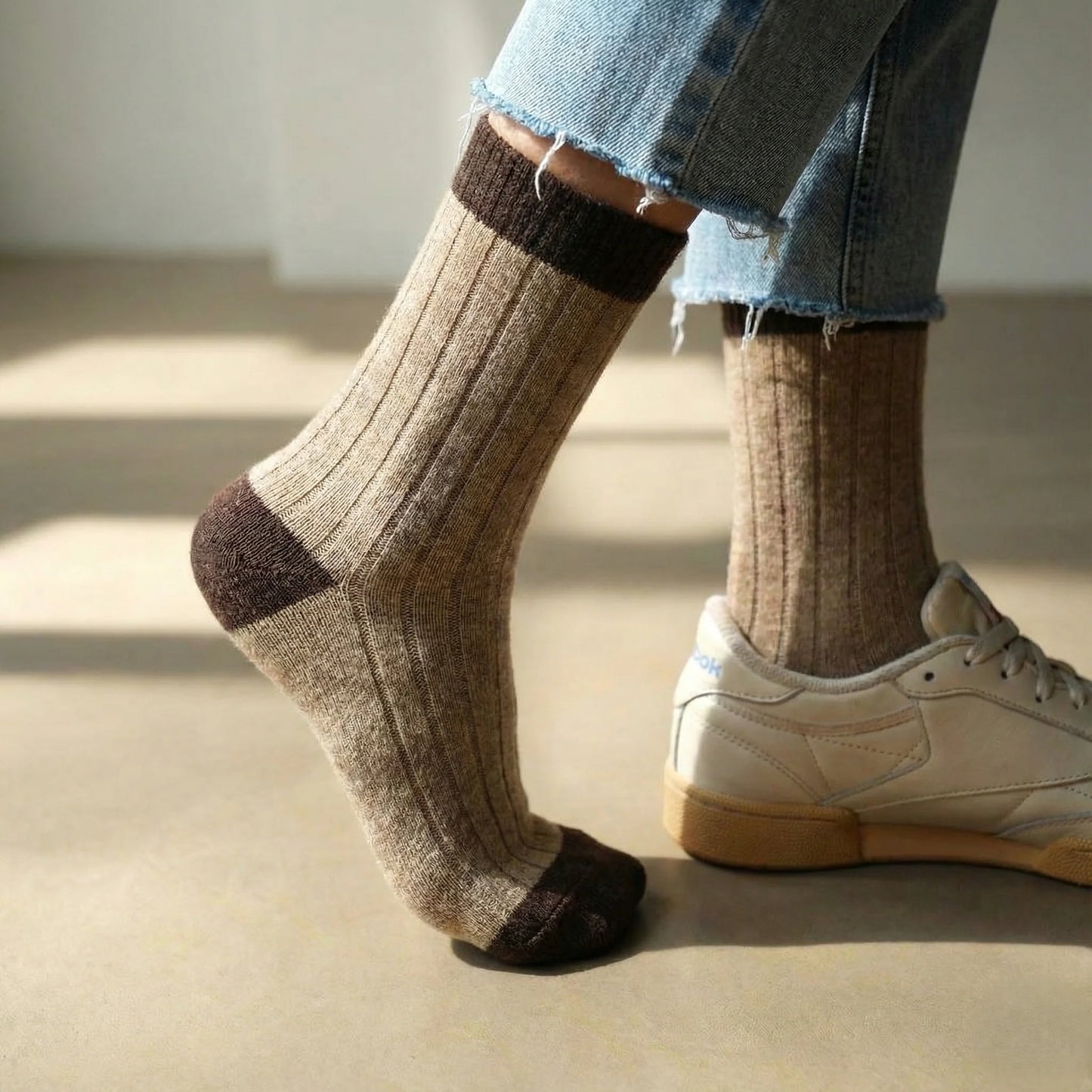 Merino Wool Caramel & Brown socks with bands