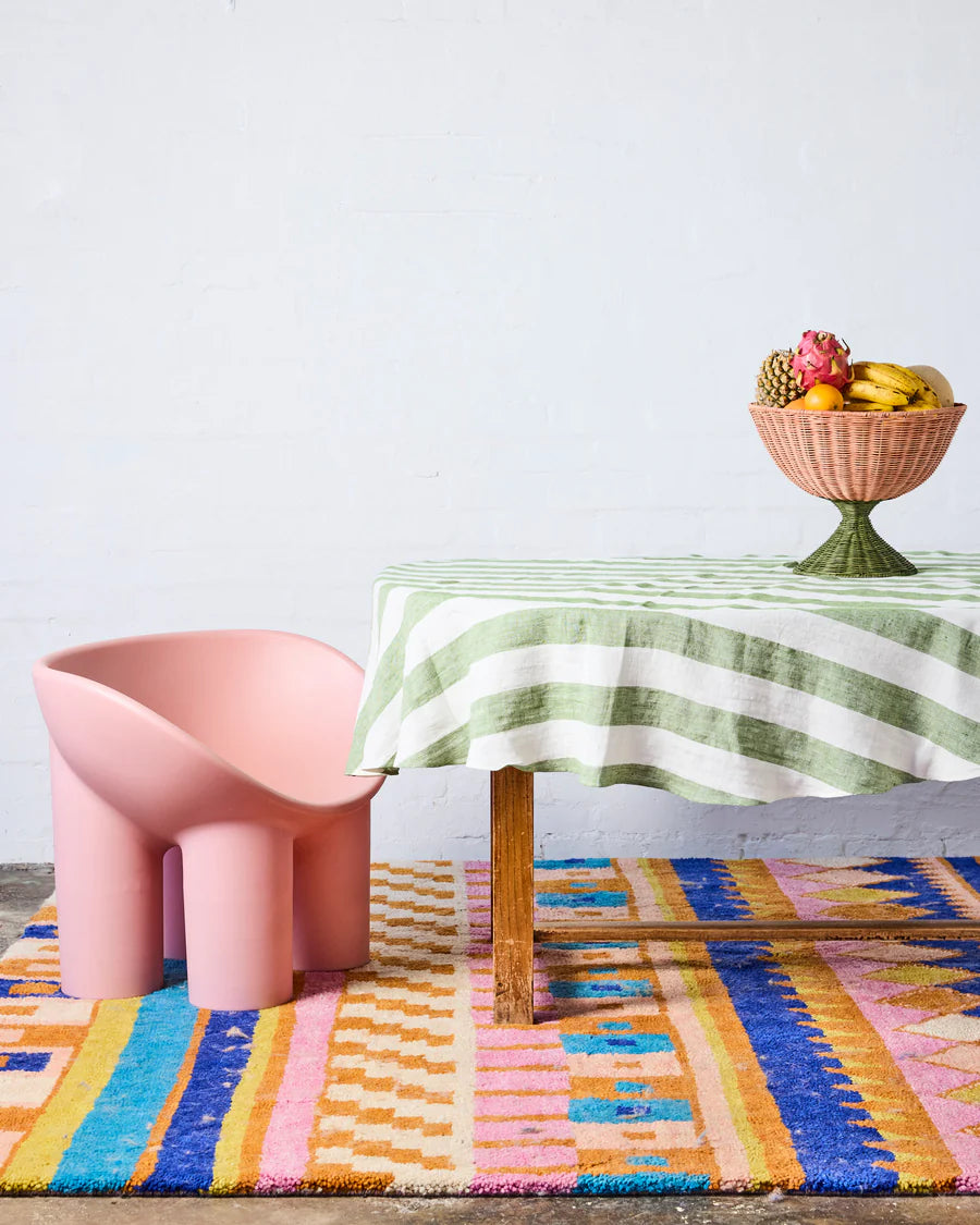 Moss Stripe Tablecloth Round