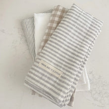 Load image into Gallery viewer, Pure French Linen Tea Towel (Grey Stripe)