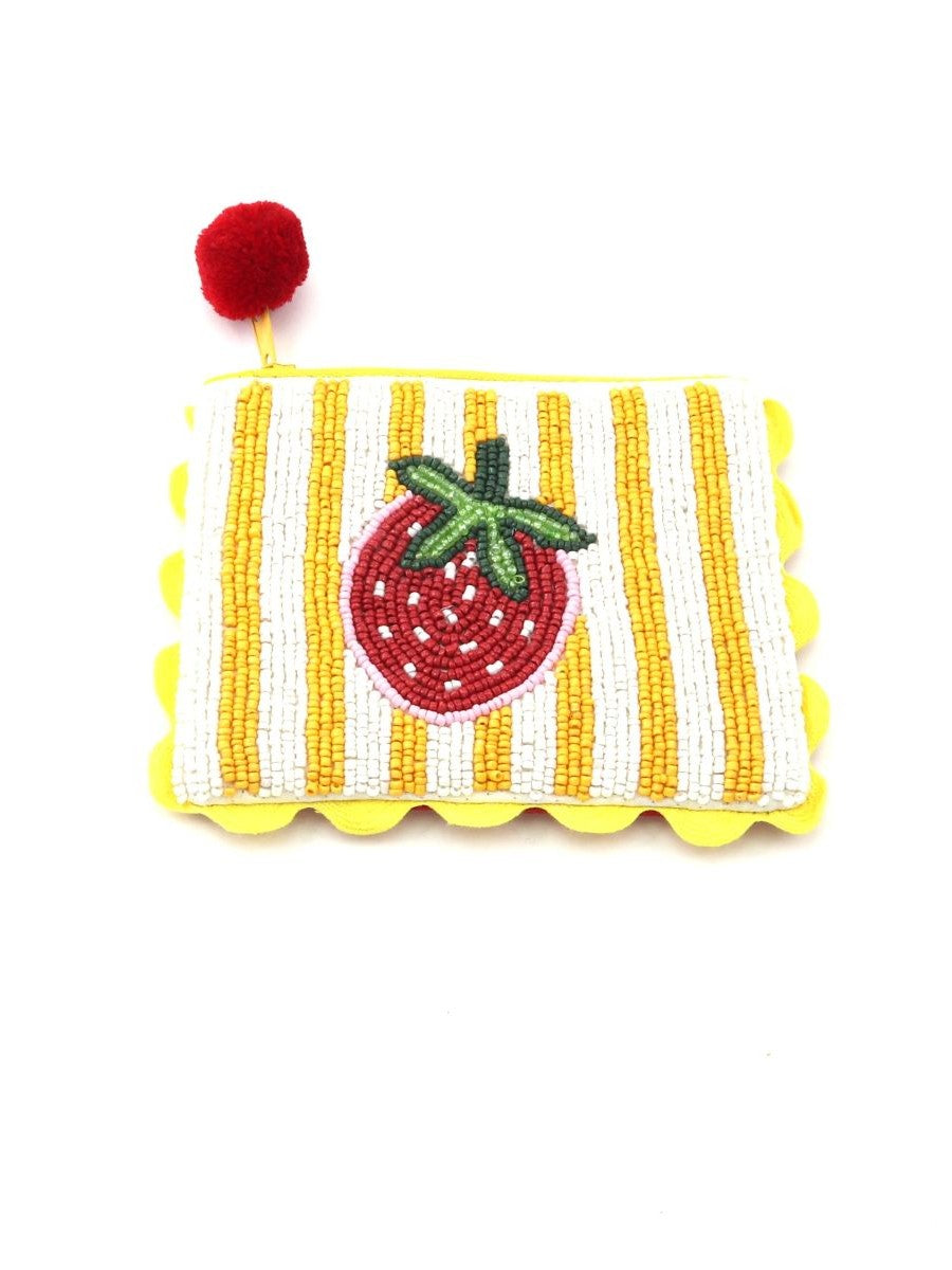 Strawberry Beaded Stripe Purse
