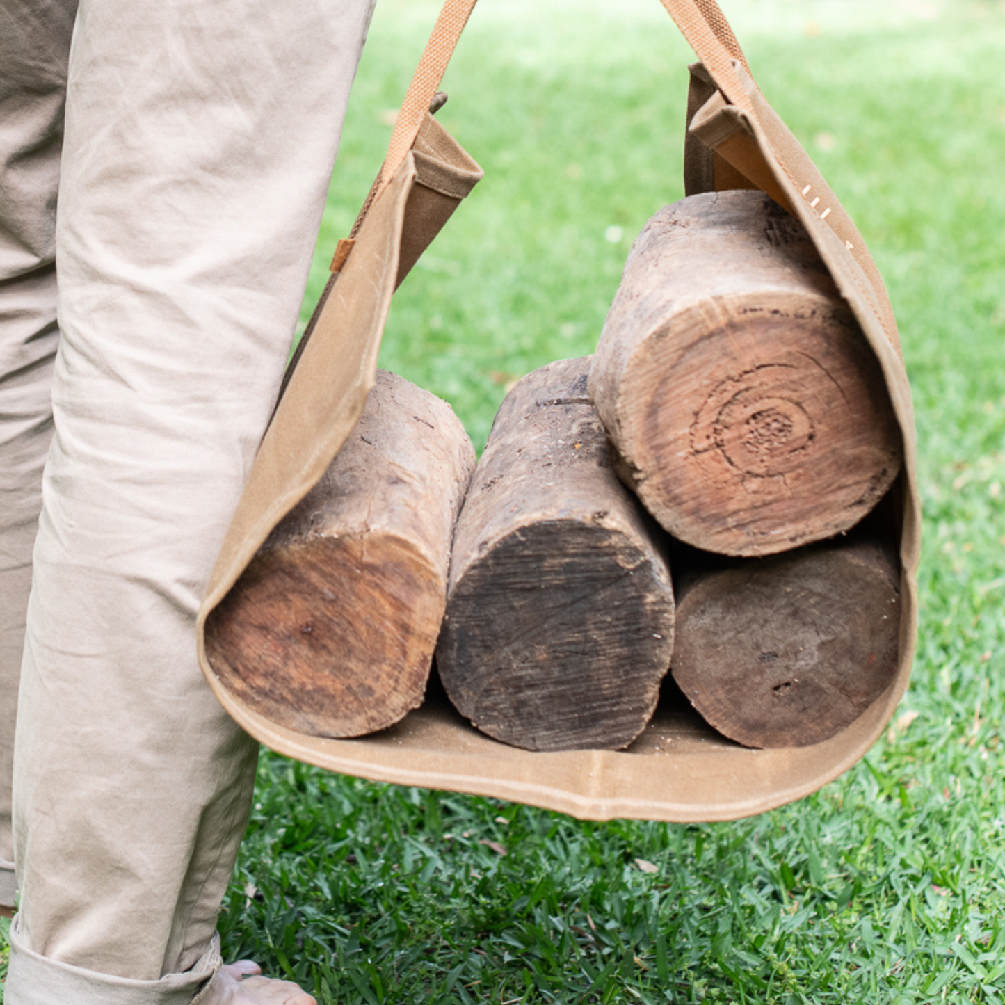 Waxed Canvas Wood Carrier