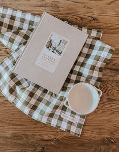 Pure French Linen Tea Towel (Olive Gingham)