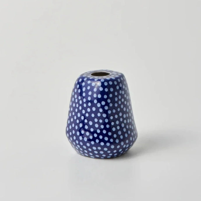 Facet Vase Medium Blue Spots