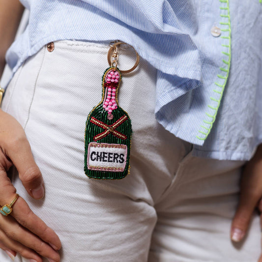 Cheers Beaded Keychain