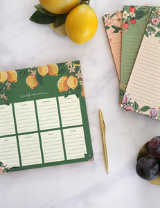 Weekly Meal Planner Notepad Lemons