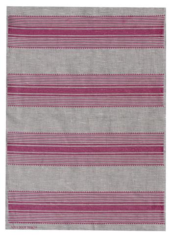 Rose Pink Grosgrain Stripe Tea Towel