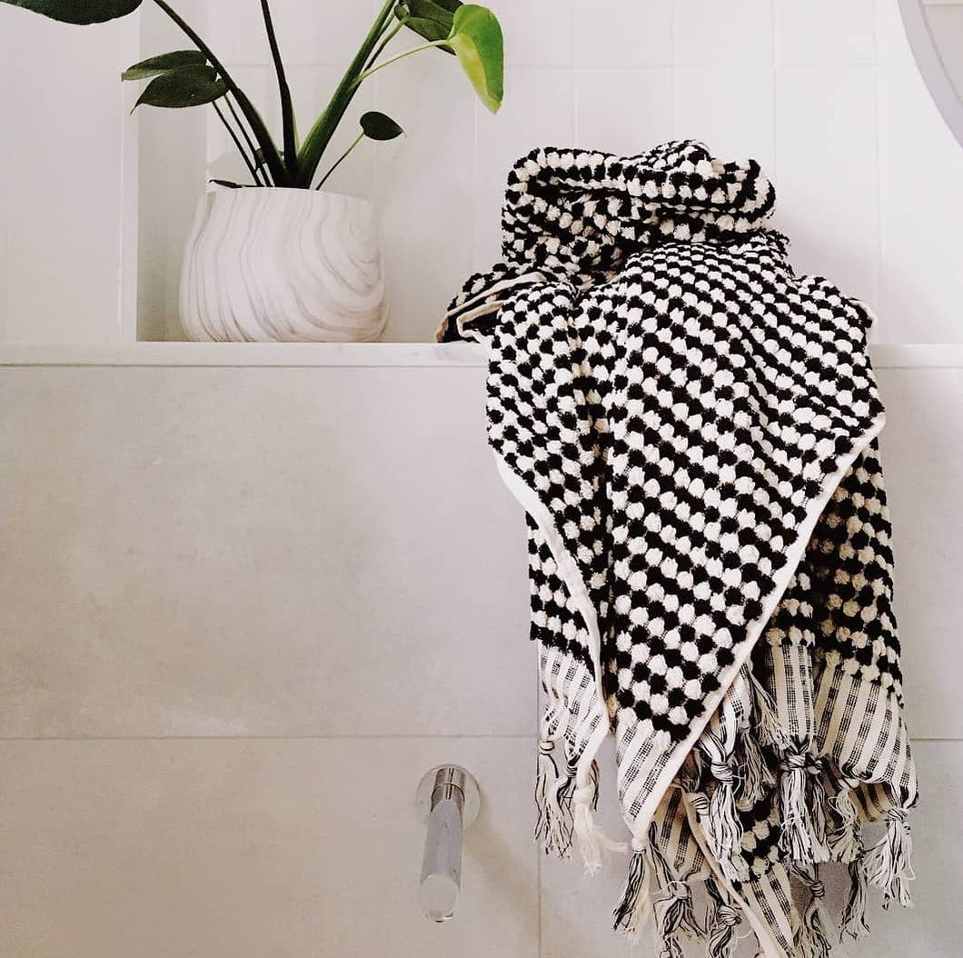 Pom Pom Black & White Bath Towel