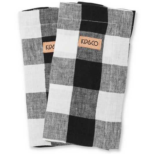 Staples Black & White Gingham Linen Napkin (Set of 4)