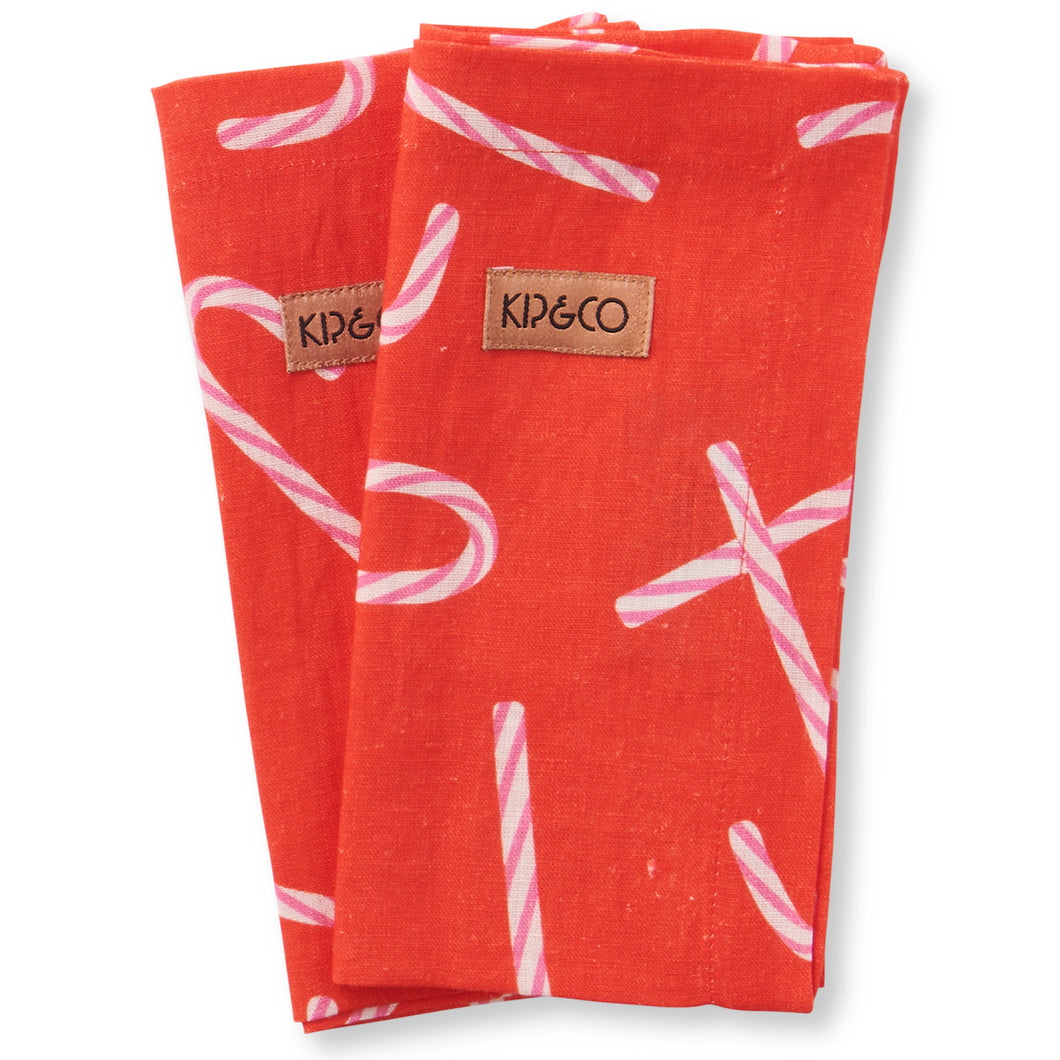 Candy Cane Linen Napkin Set