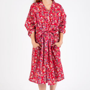 Arabella Dressing Gown Red Floral