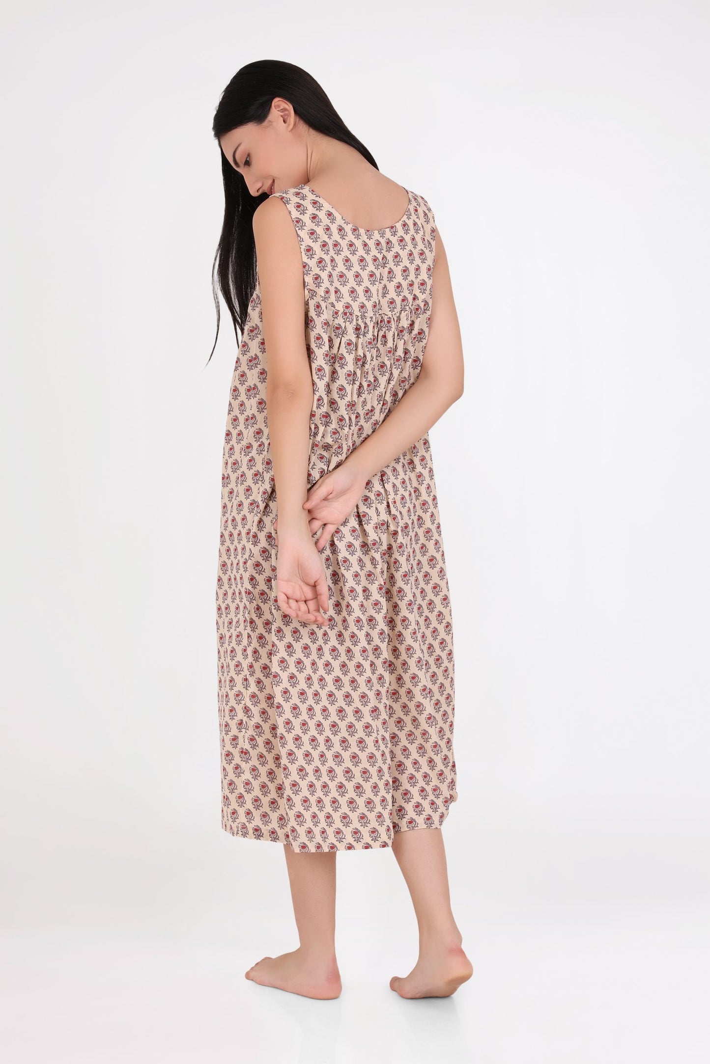 Arabella Cream with Red Flowers Lace V-Neck Nightie