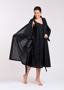 Arabella Dressing Gown Black Hail Spot