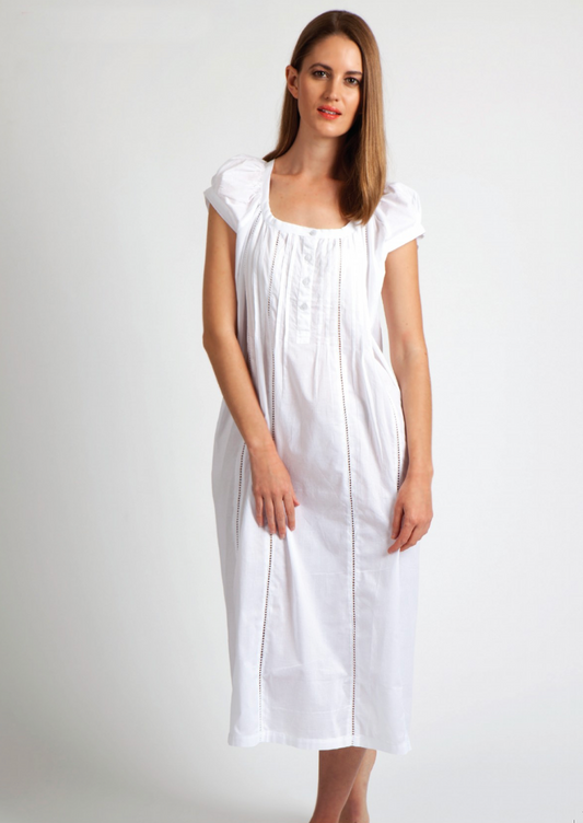 Arabella Pleated White Nightie