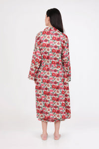 Arabella Dressing Gown Red & Pink Florals