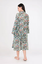 Load image into Gallery viewer, Arabella Dressing Gown Aqua with Orange Flowers