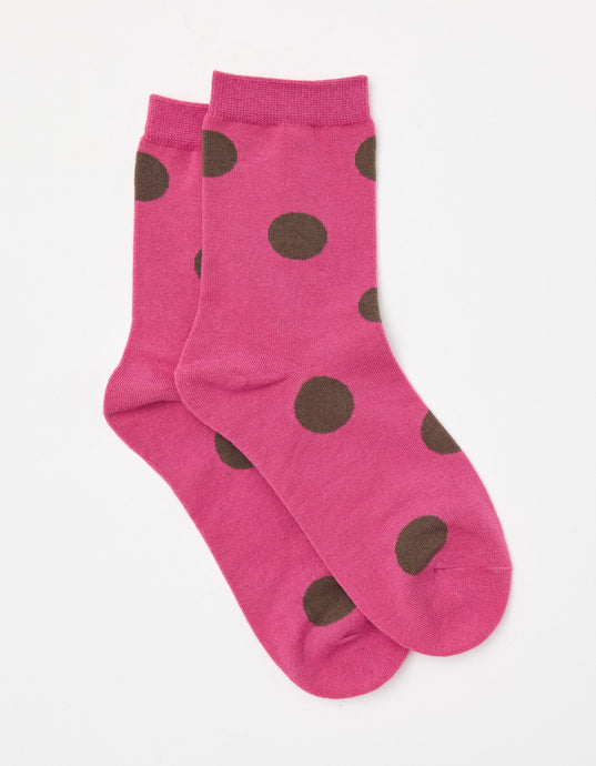 Fuchsia & Brown Spot Socks